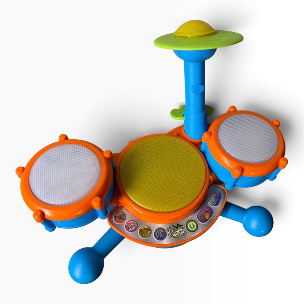 VTech KidiBeats Drum Set Kids Learning Toy Blue Orange 80-134400 tested
